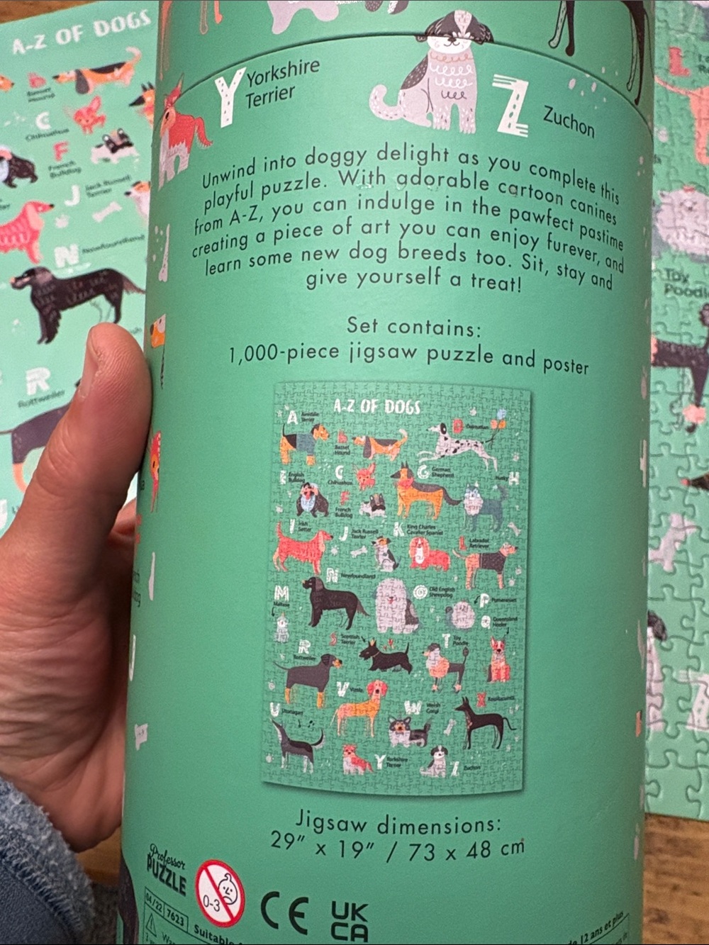 A-Z of Dogs Kids Puzzle - Green Illustrated Dog Alphabet - Picture 5 of 6